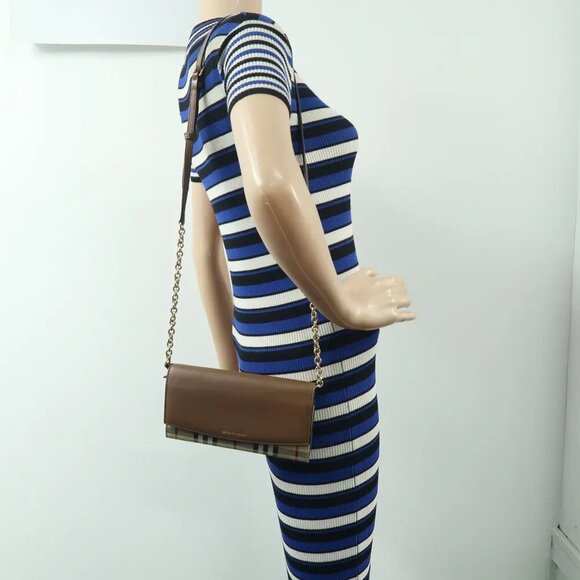 Burberry Brown Leather&Cloth Shoulder Bag 615-123024 - Picture 12 of 12